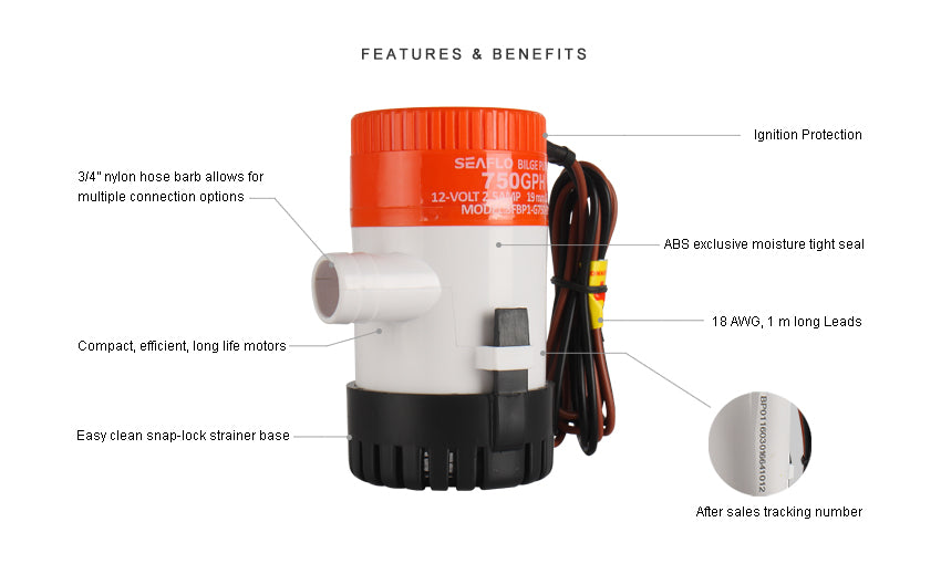 Seaflo Bilge Pump 750 GPH 12V